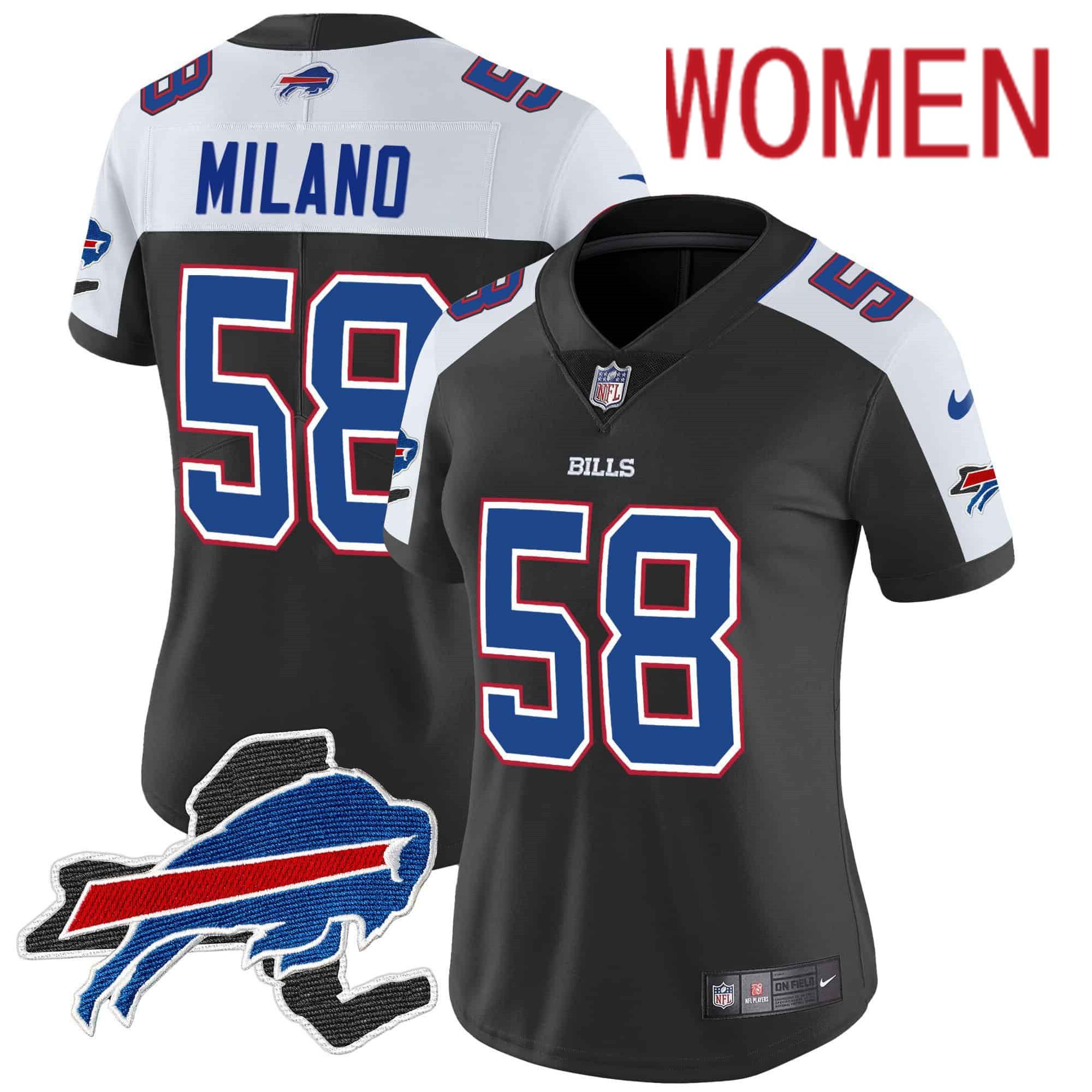 Women Buffalo Bills #58 Milano Black 2024 Nike Patch Vapor Limited NFL Jersey